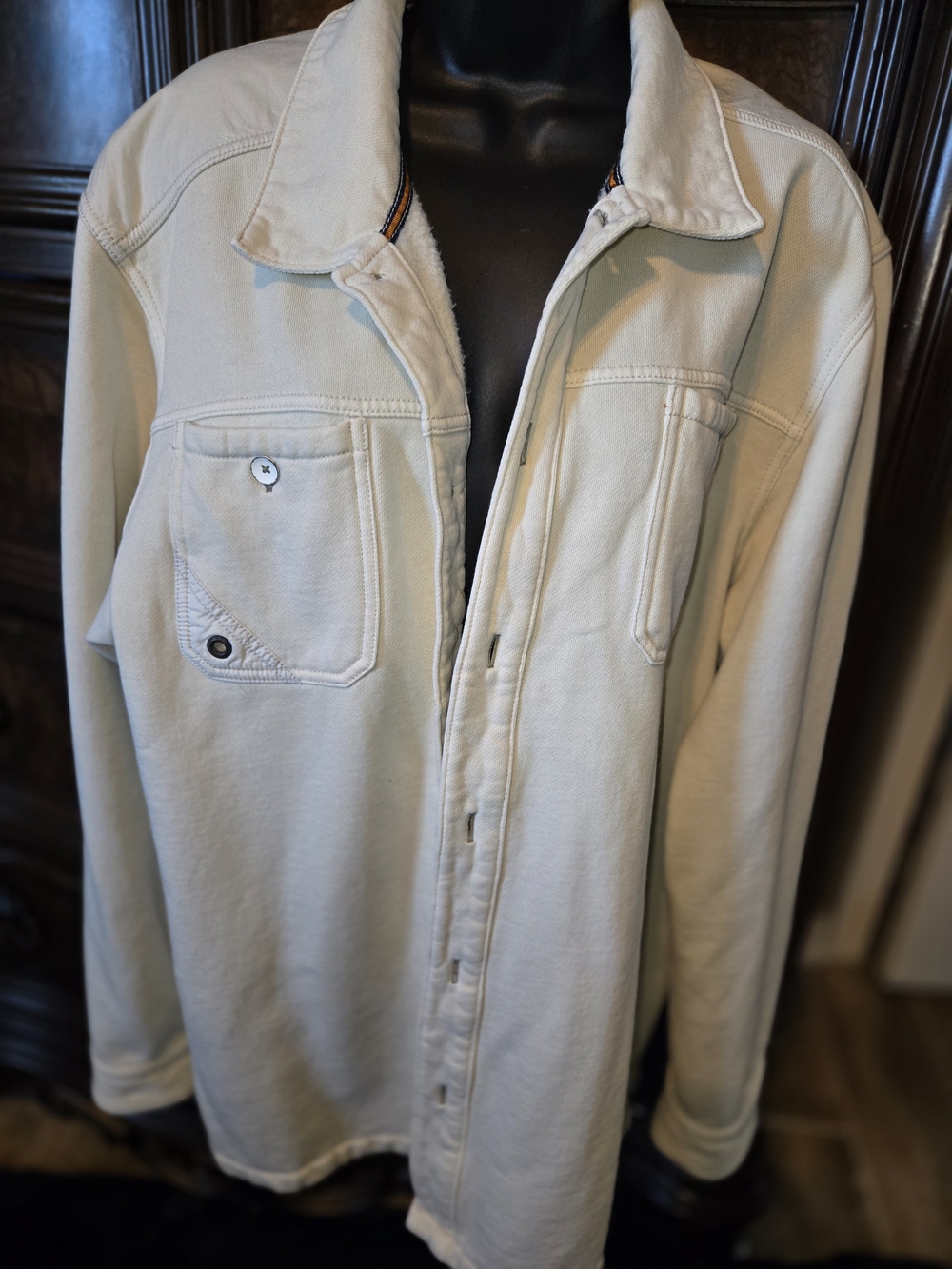 Tommy Bahama Shirt Jacket Mens XL Cream Relax Island Modern Fit Shacket